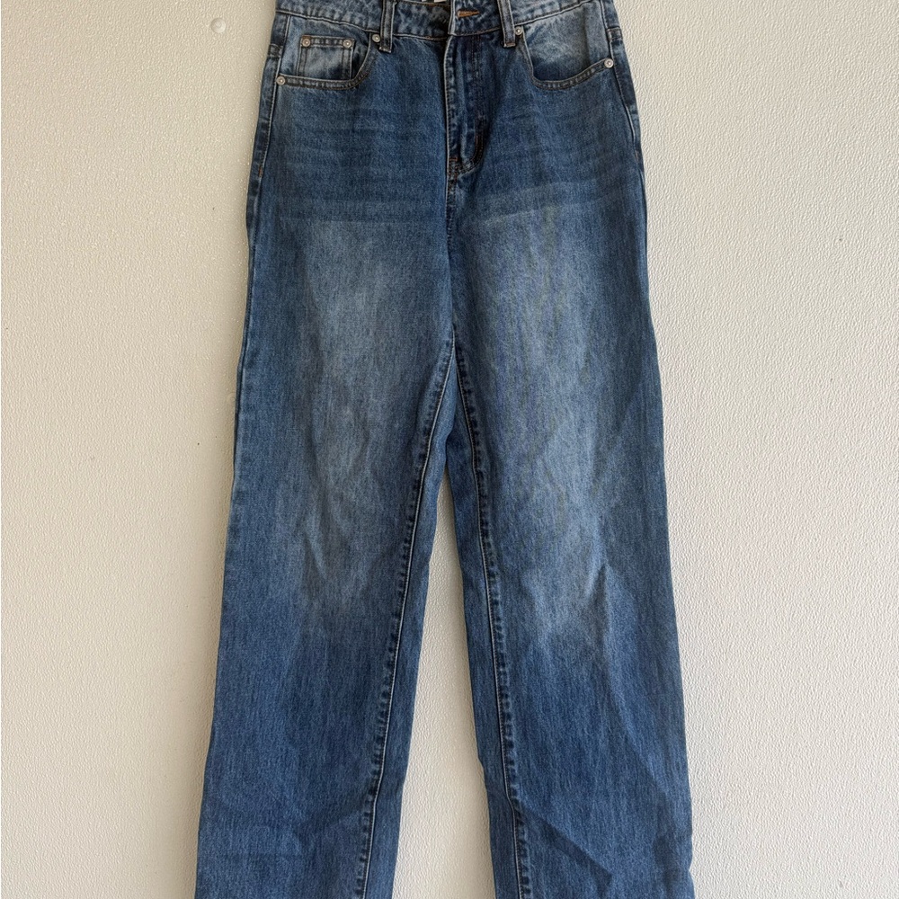 superdown High-Rise Straight Leg Jeans - Medium Blue Wash - Picture 4 of 7